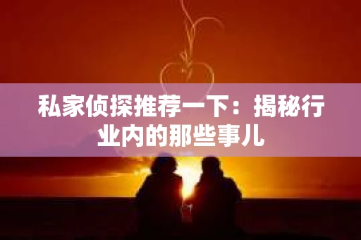 私家侦探推荐一下:揭秘行业内的那些事儿 私家侦探推荐一下:揭秘行业内的那些事儿